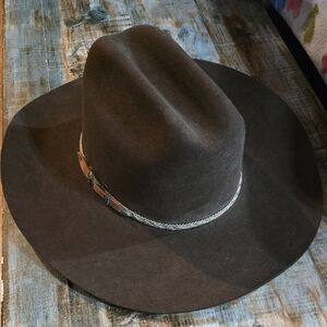 Classic Dark Brown Wool Cowboy Hat with Braided Band